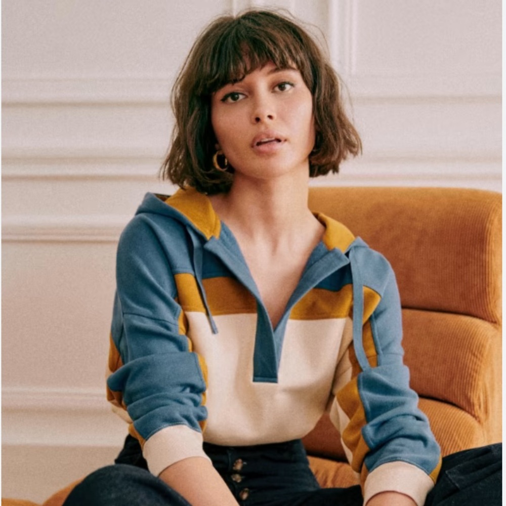 Sézane Timeo Colorblock Cotton Sweatshirt Hoodie